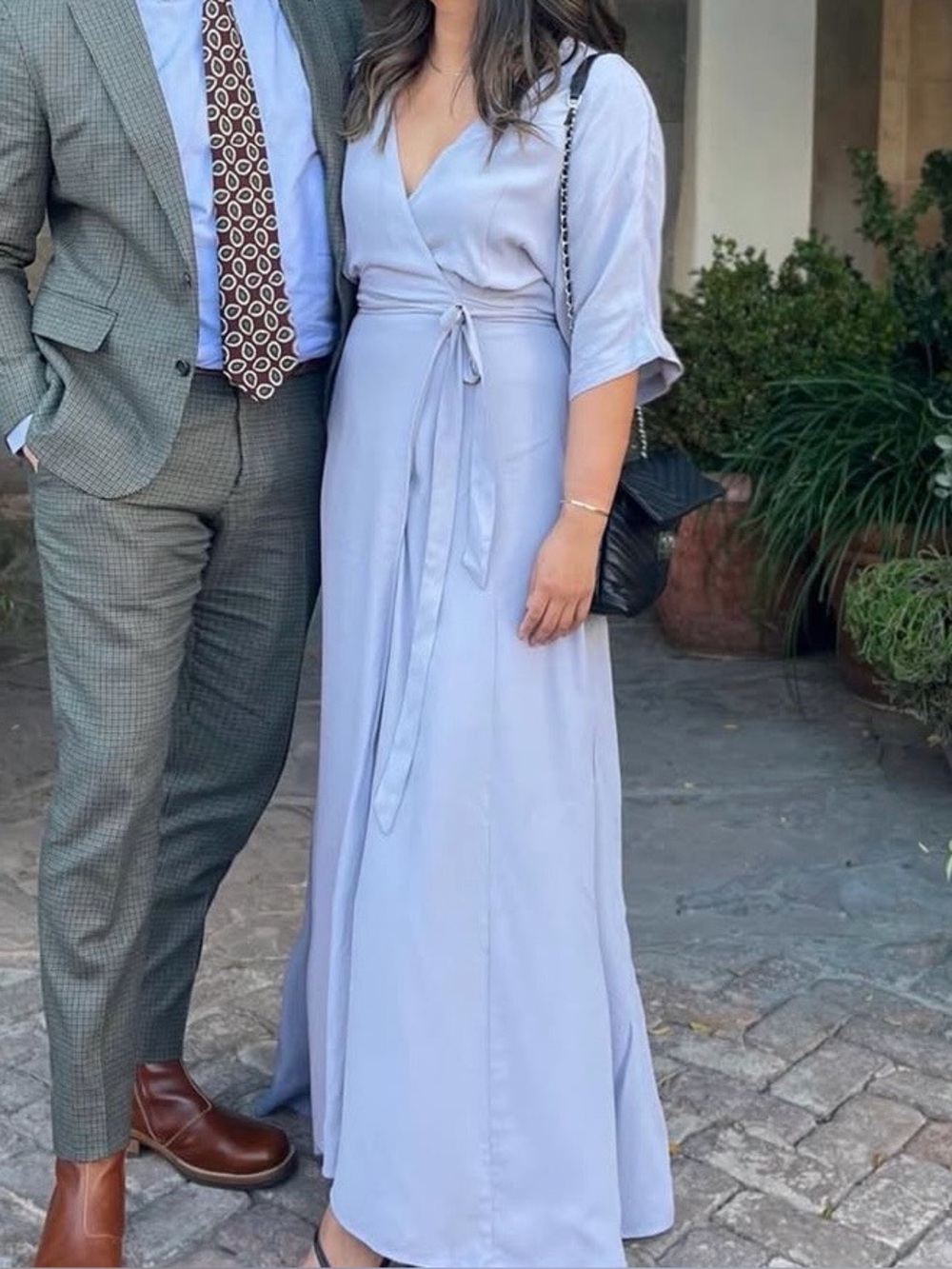 Light blue wrap dress